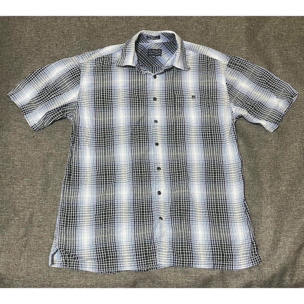 Classics Falcon Bay Men's XLT 17=17 1/2 Plaid Short Sleeve Shirt